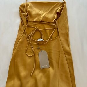 Meshki SYDNEY straight neck slip dress